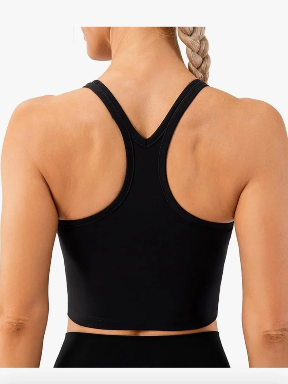 Seamless Black Crop Sports Bra Tank